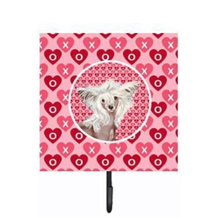 Jensendistributionservices 4.25 x 7 in. Chinese Crested Valentines Love and Hearts Leash Or Key Holder MI1655557